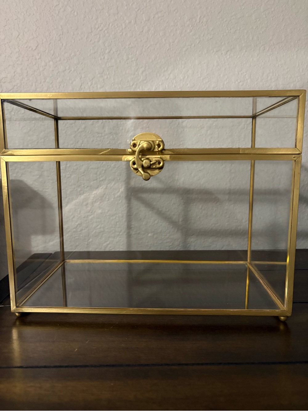 Glass Display Storage Box with Gold Frame
